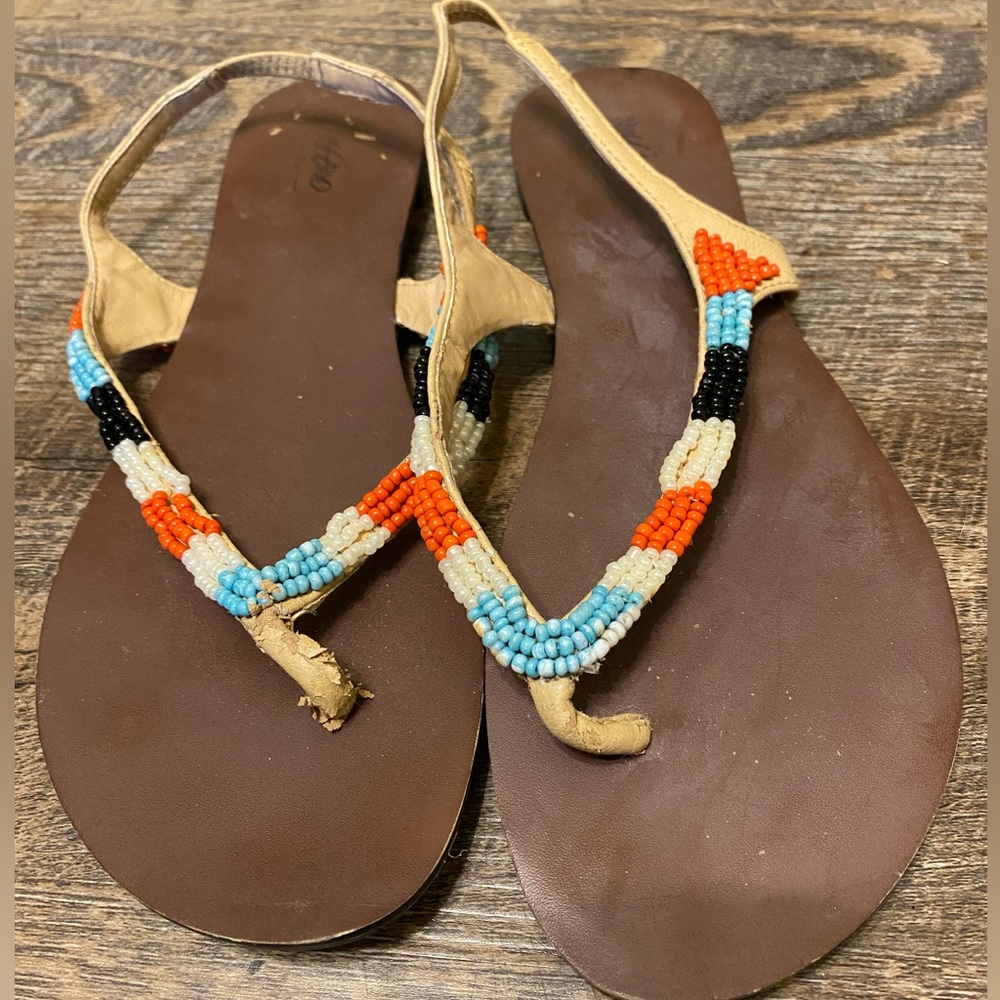 Beaded flat sandal